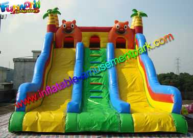 Three Lane Inflatable Bouncers With Slide Hand Printing 8mLx5mWx6mH